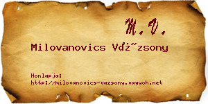 Milovanovics Vázsony névjegykártya